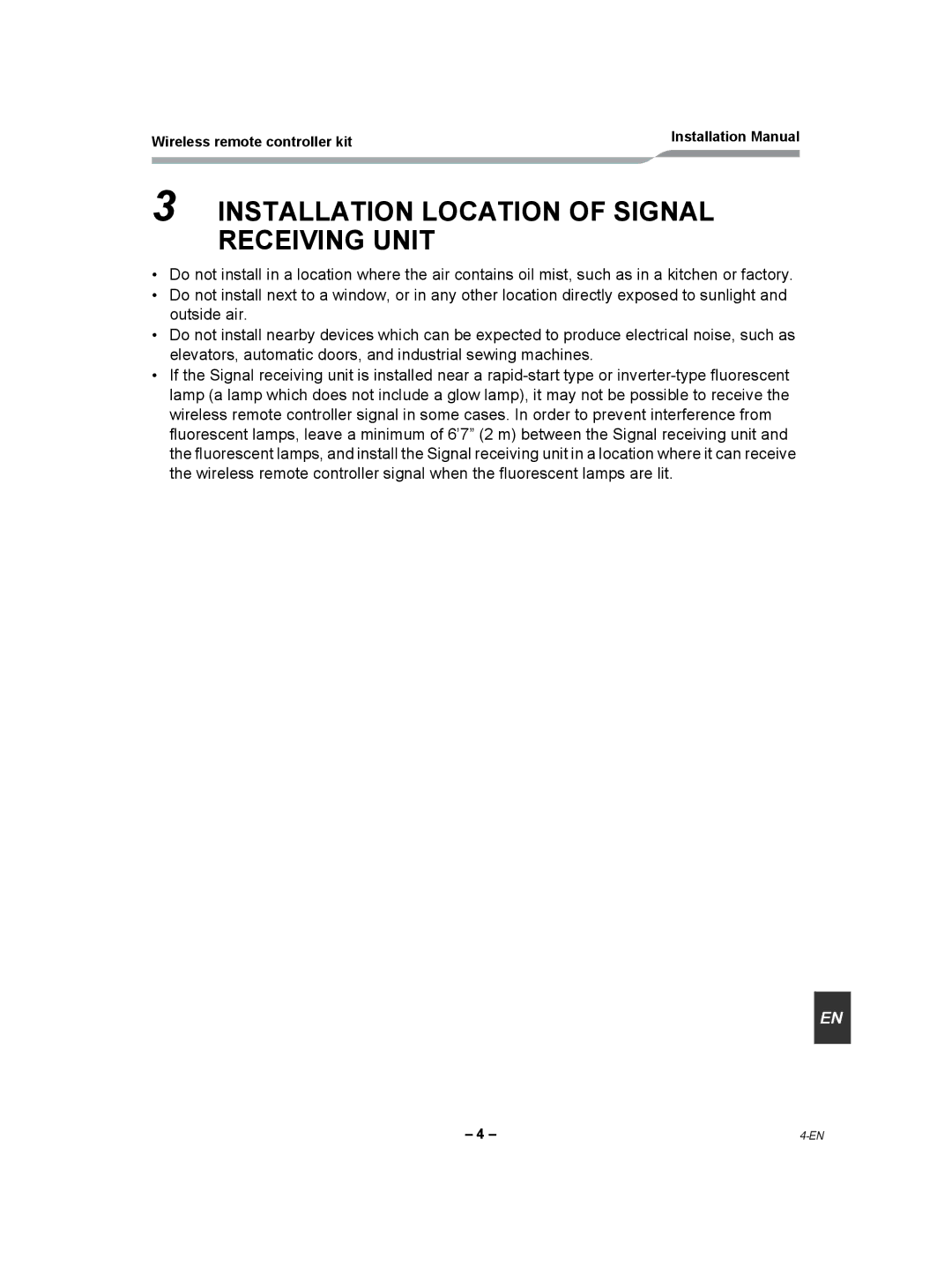 Toshiba TCB-AX21UL installation manual Installation Location of Signal Receiving Unit 