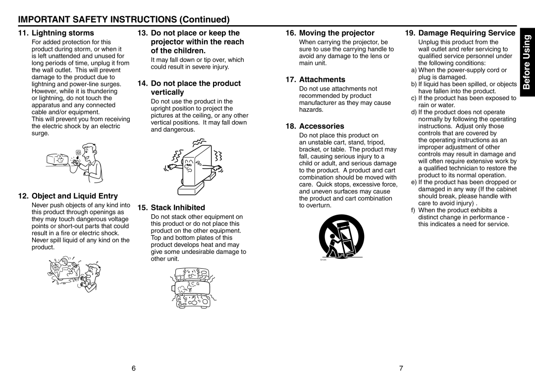 Toshiba TDP-EX20 owner manual Important Safety Instructions 