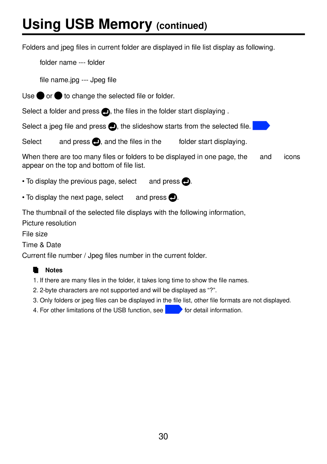 Toshiba TDP-FF1A manual Using USB Memory 