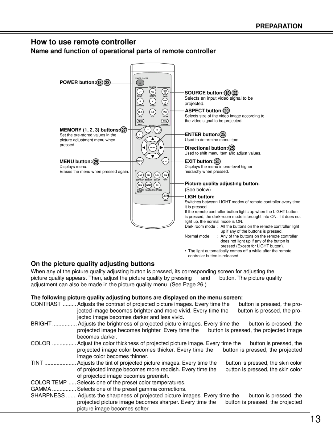 Toshiba TDP-MT500 owner manual How to use remote controller, Name and function of operational parts of remote controller 