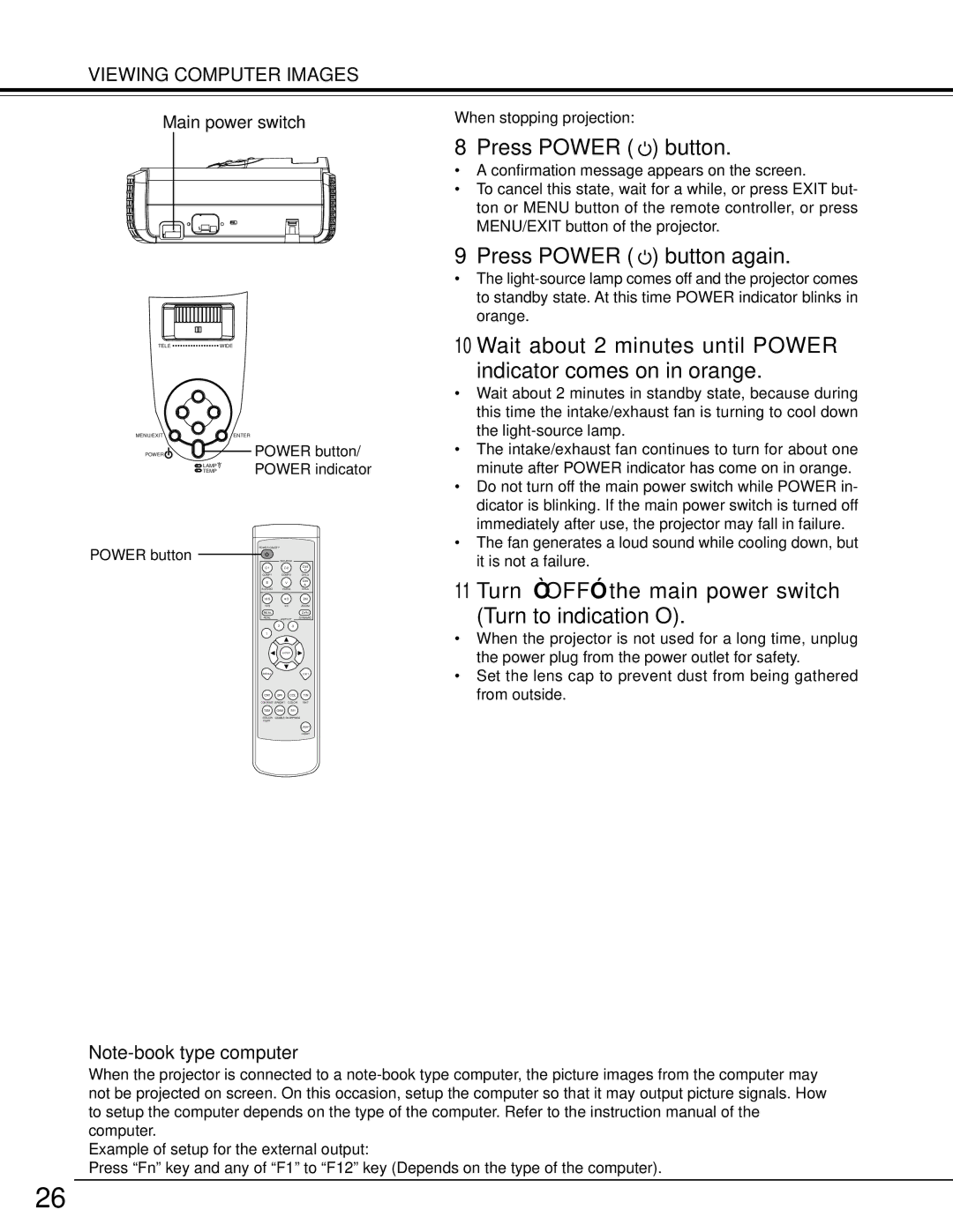 Toshiba TDP-MT500 owner manual Press Power button again 