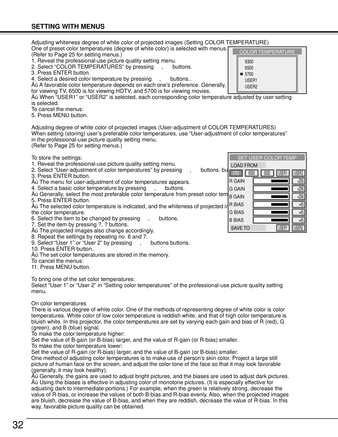 Toshiba TDP-MT500 owner manual USER1 USER2 