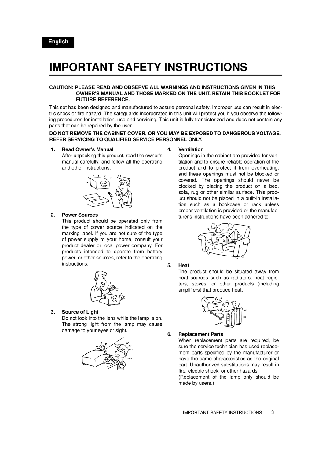 Toshiba TDP-MT700 owner manual Important Safety Instructions 