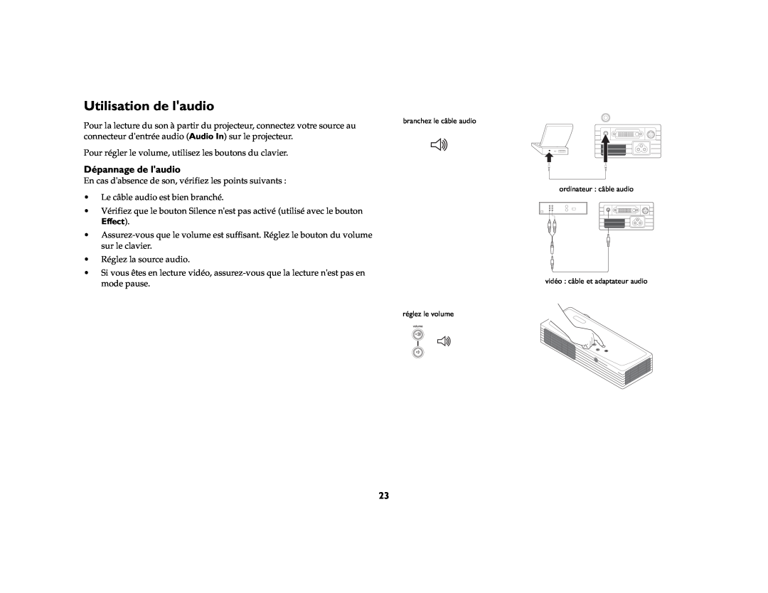 Toshiba TDP-P6 manual Utilisation de laudio, Dépannage de laudio 