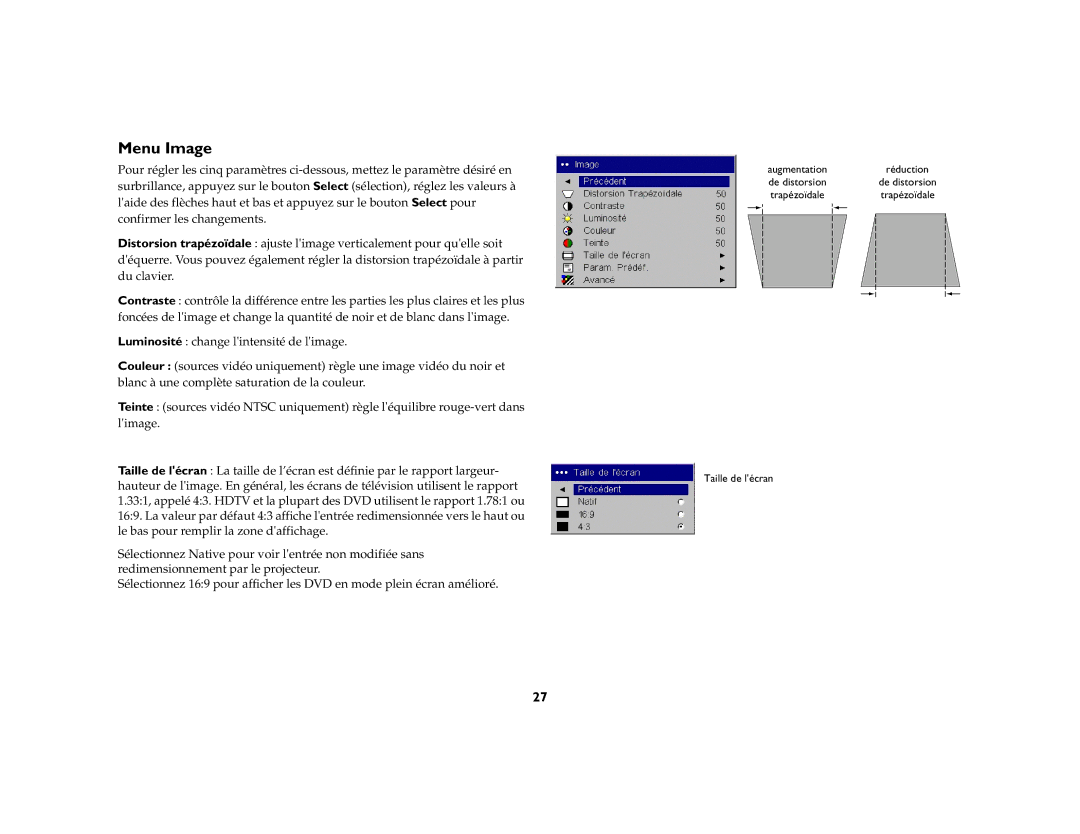 Toshiba TDP-P6 manual Menu Image 