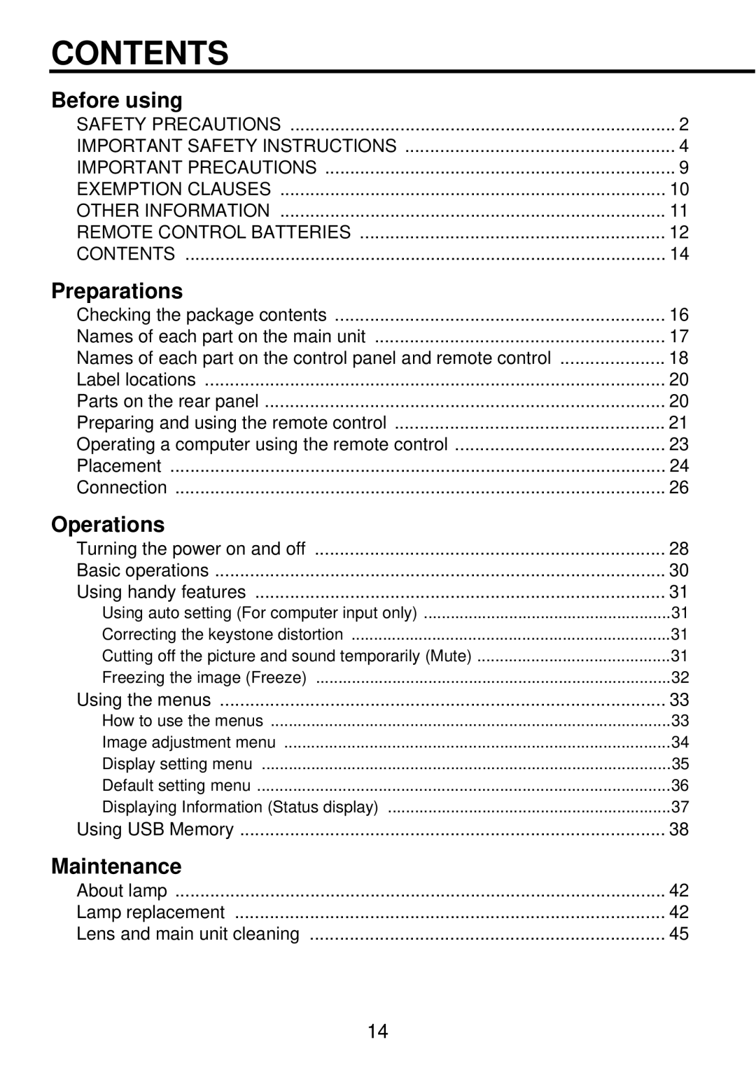 Toshiba TDP-PX10 owner manual Contents 