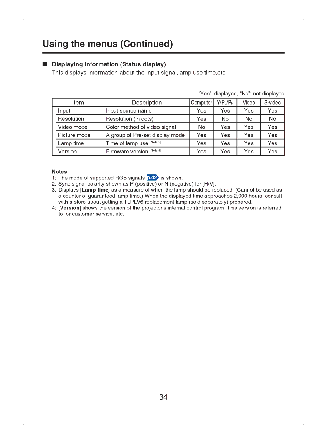 Toshiba TDP-S8 owner manual Displaying Information Status display, B/P R 