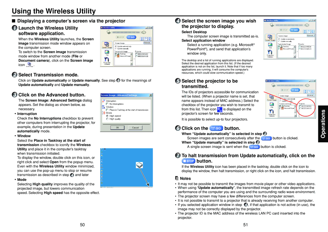 Toshiba TDP-SW20 manual Using the Wireless Utility 