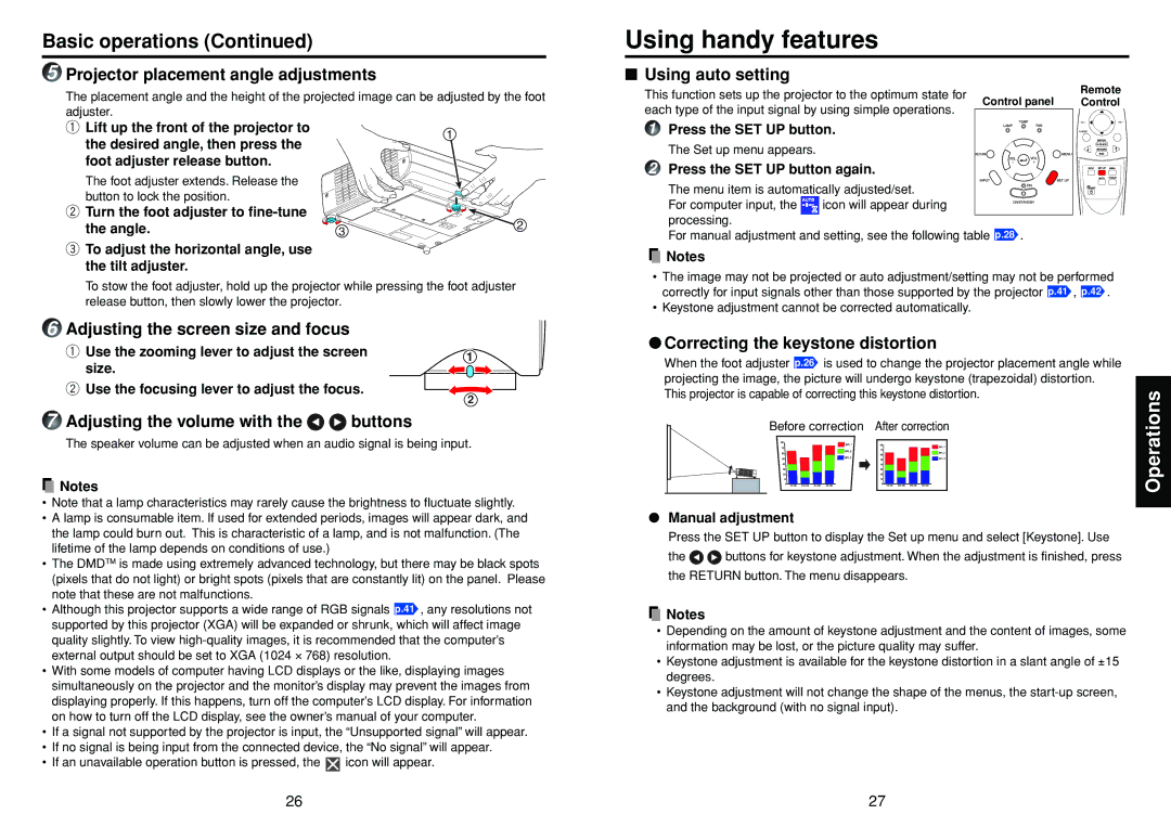 Toshiba TDP-T30 owner manual Using handy features, Basic operations 