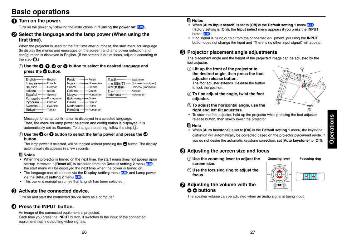 Toshiba TDP-T420 owner manual Basic operations 