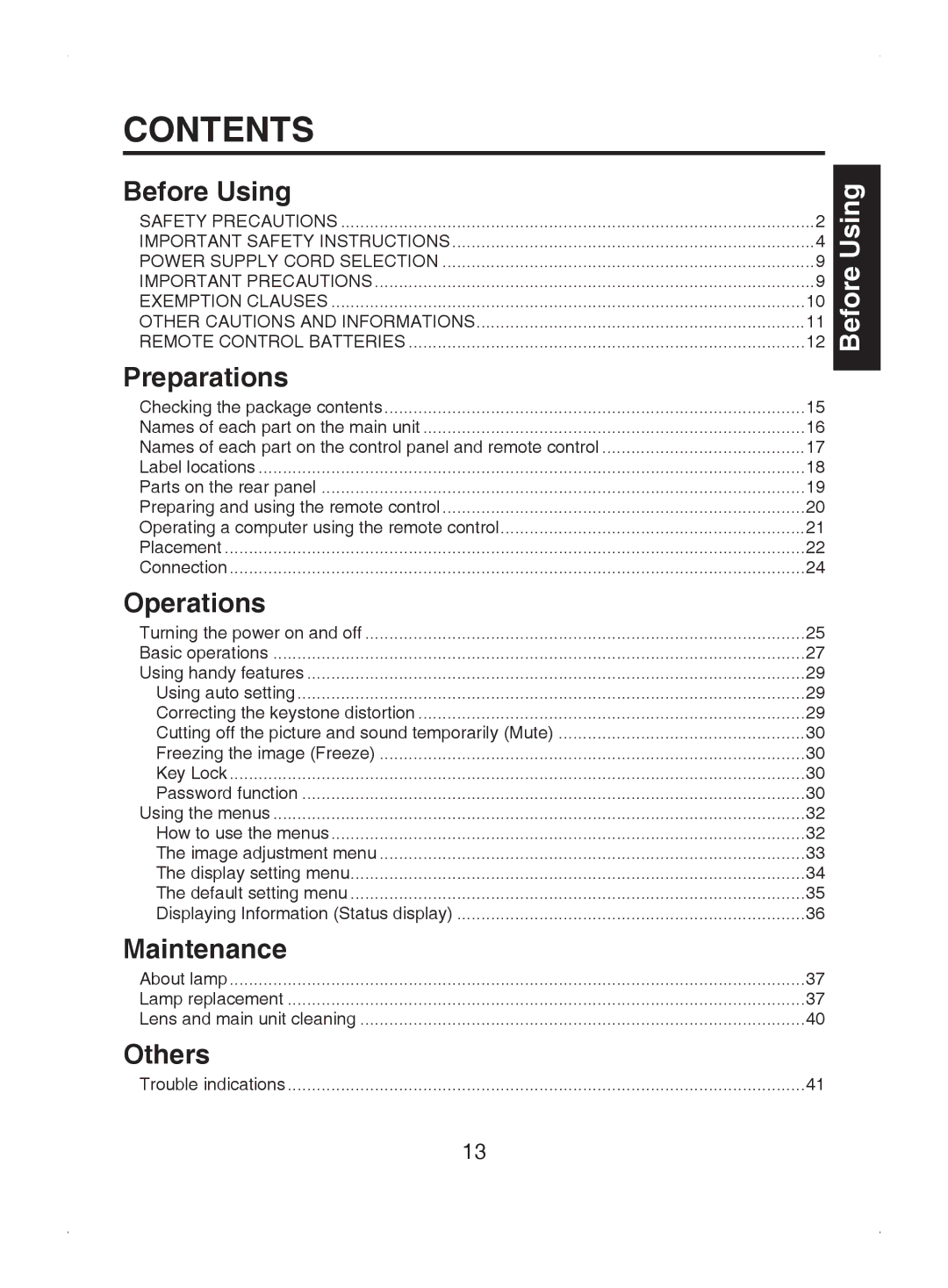 Toshiba TDP-T9 owner manual Contents 