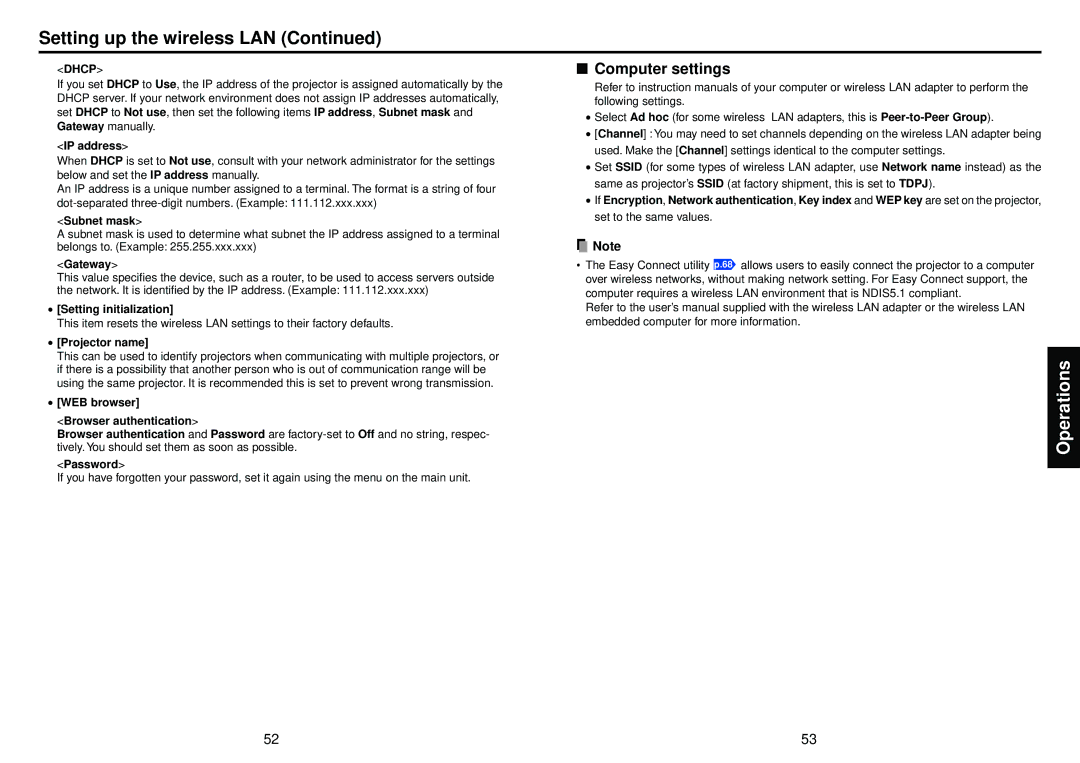 Toshiba TDP-TW95, TDP-TW100 owner manual Computer settings 