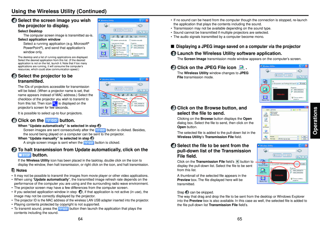 Toshiba TDP-TW95, TDP-TW100 owner manual Using the Wireless Utility 