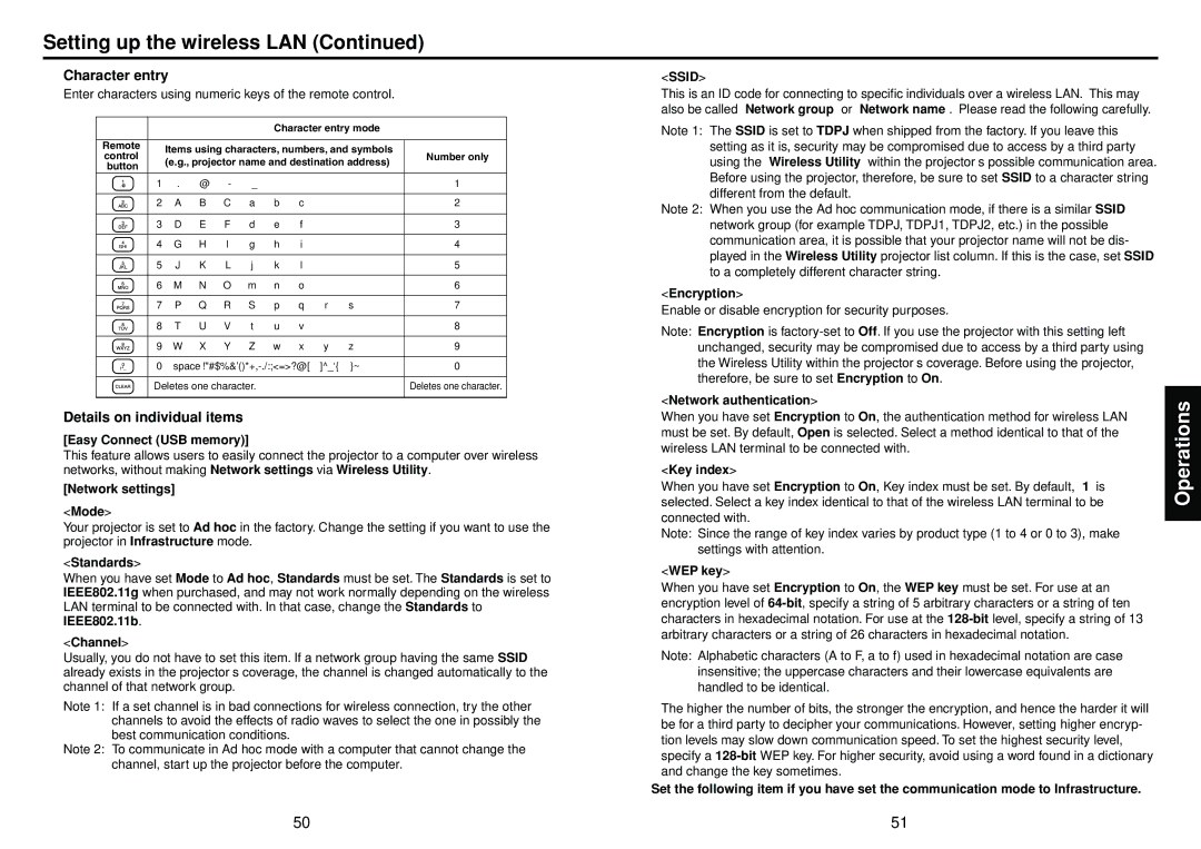 Toshiba TDP-TW100, TDP-TW95 owner manual Character entry, Details on individual items 