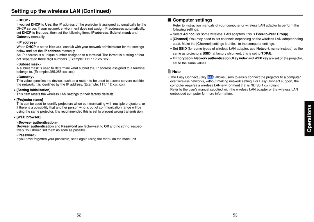 Toshiba TDP-TW95, TDP-TW100 owner manual Computer settings 