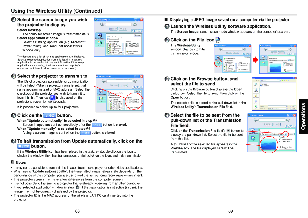 Toshiba TDP-TW355 owner manual Using the Wireless Utility 