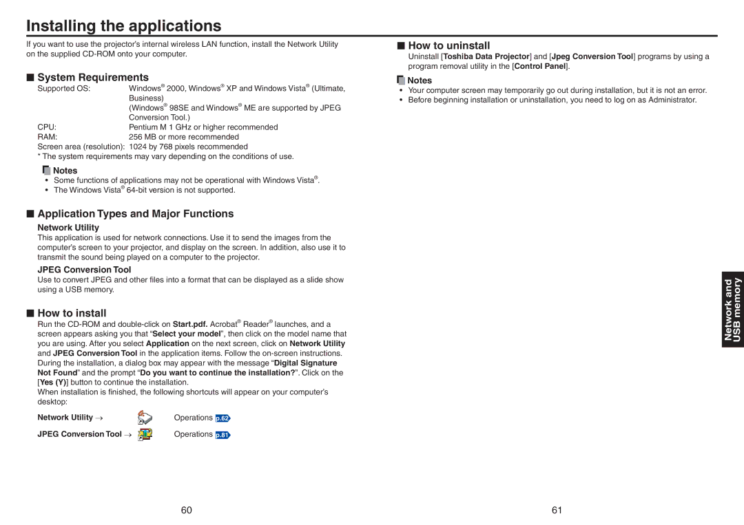 Toshiba TDP-TW420 owner manual Installing the applications, How to uninstall, System Requirements, How to install 