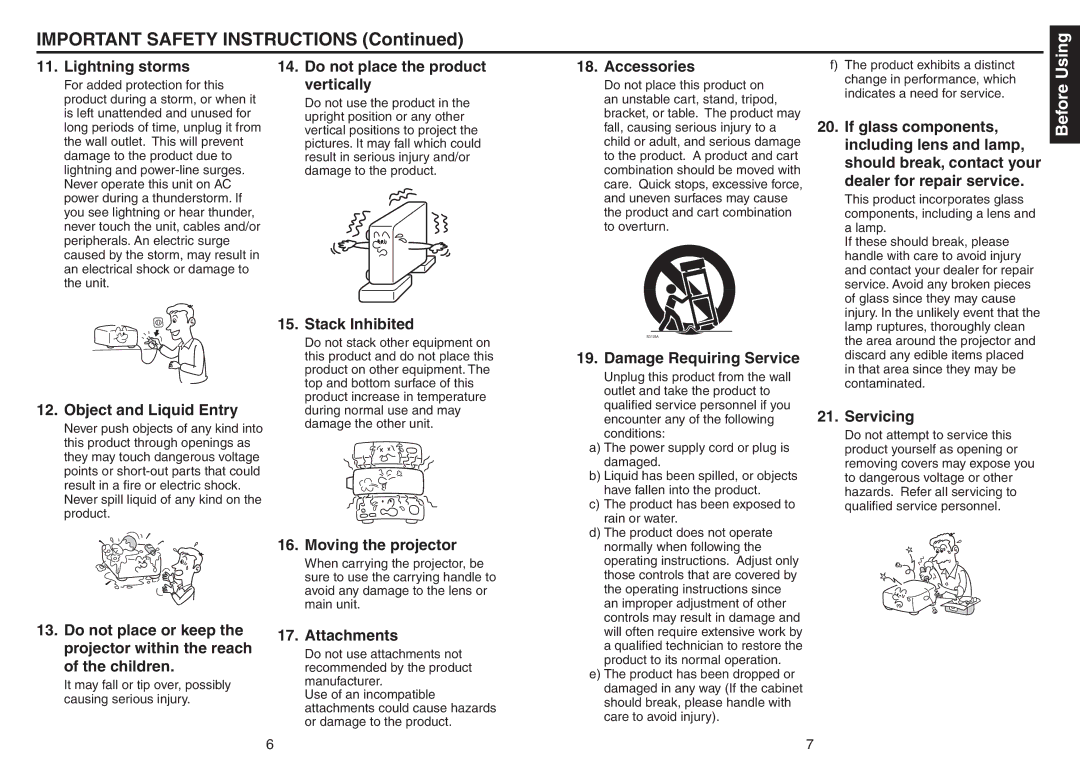 Toshiba TDP-TW420 owner manual Important Safety Instructions 