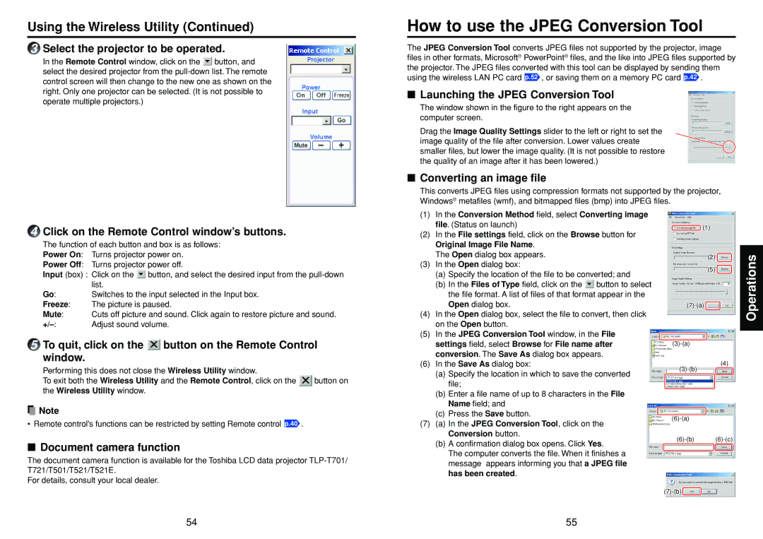 Toshiba TDP-TW90 owner manual How to use the Jpeg Conversion Tool 