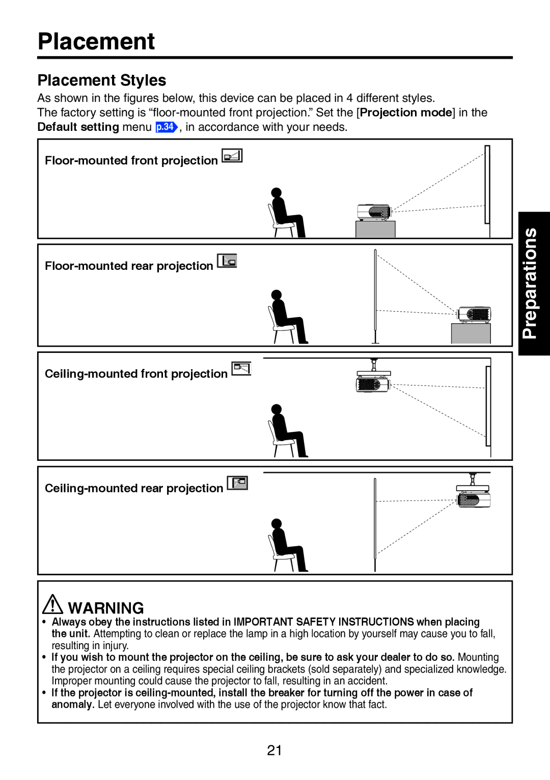 Toshiba TDP-XP1 manual Placement Styles 