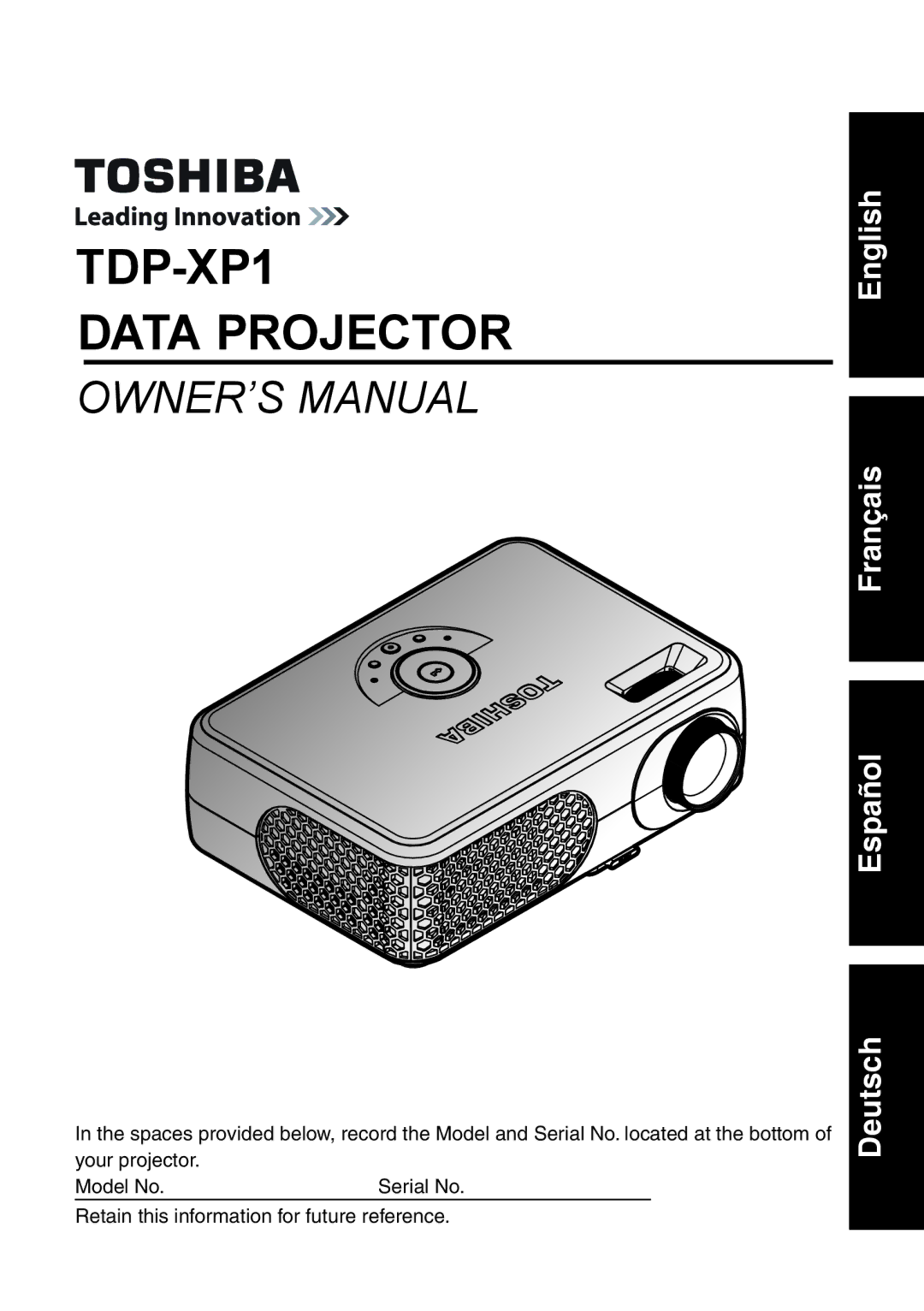 Toshiba TDP-XP1 manual Français Español Deutsch 