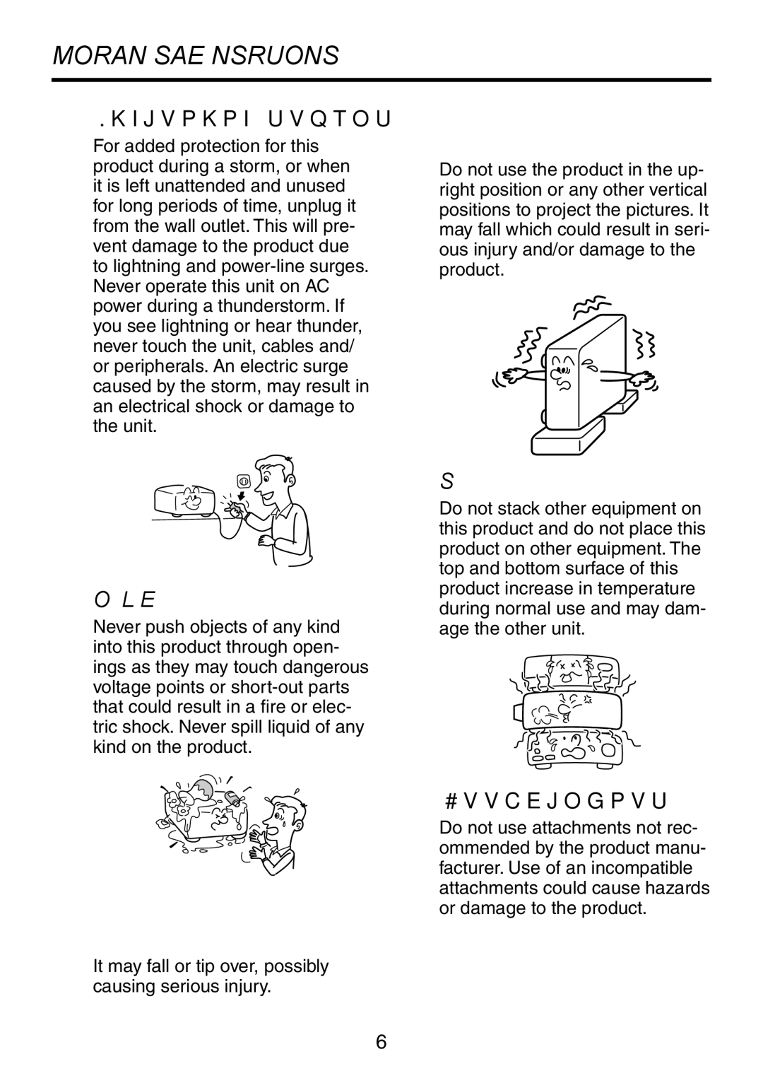 Toshiba TDP-XP1 manual Important Safety Instructions 