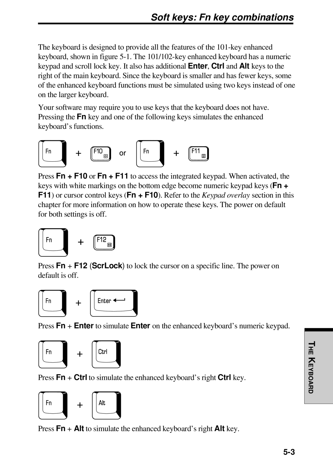 Toshiba TE2000 manual Soft keys Fn key combinations 