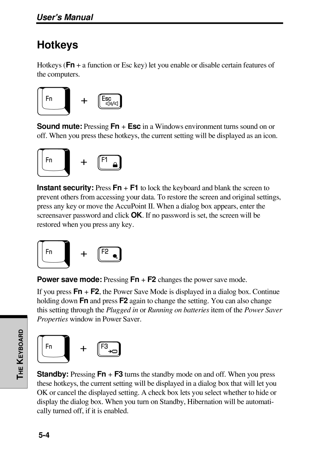 Toshiba TE2000 manual Hotkeys 