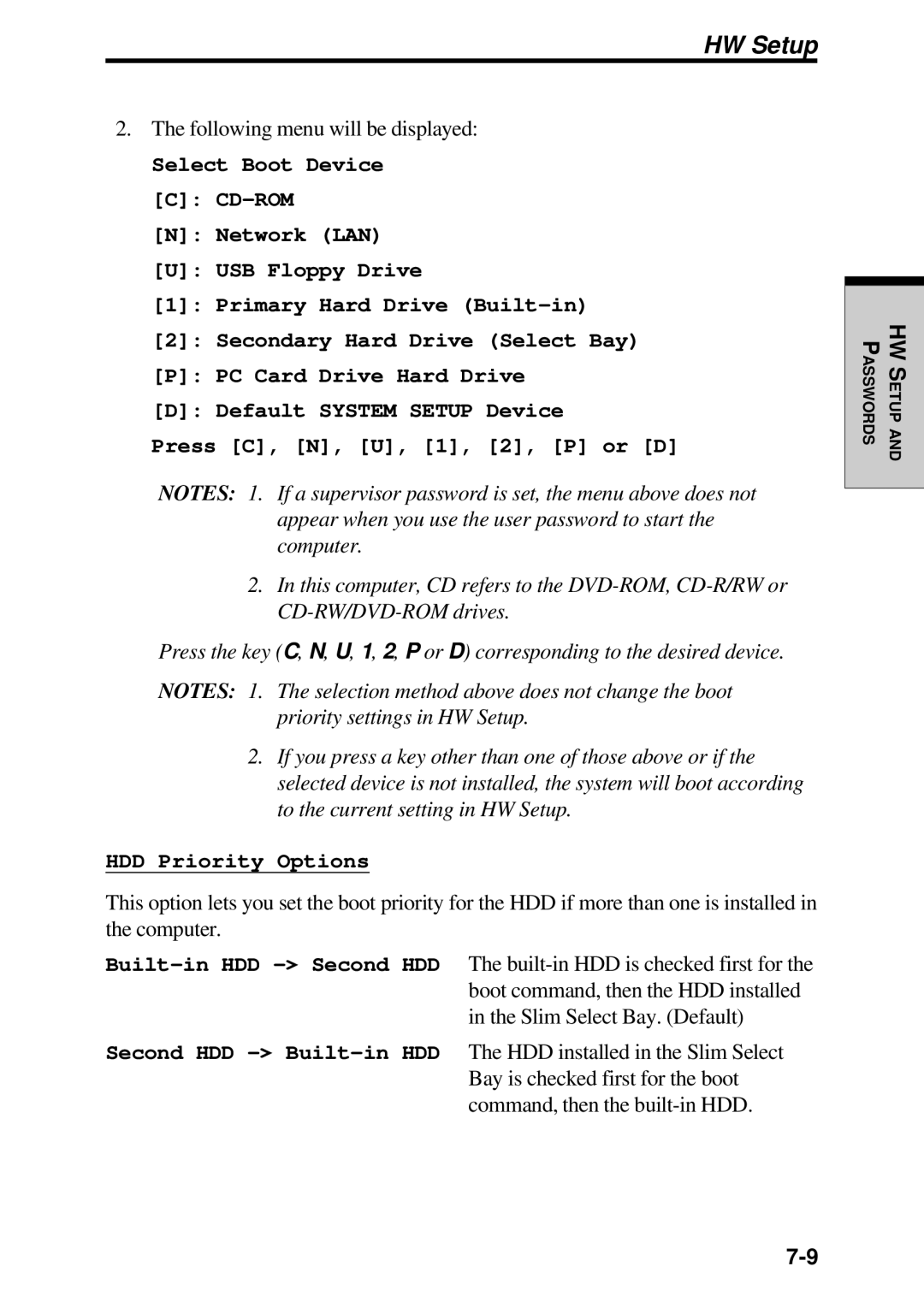 Toshiba TE2000 manual Boot command, then the HDD installed 