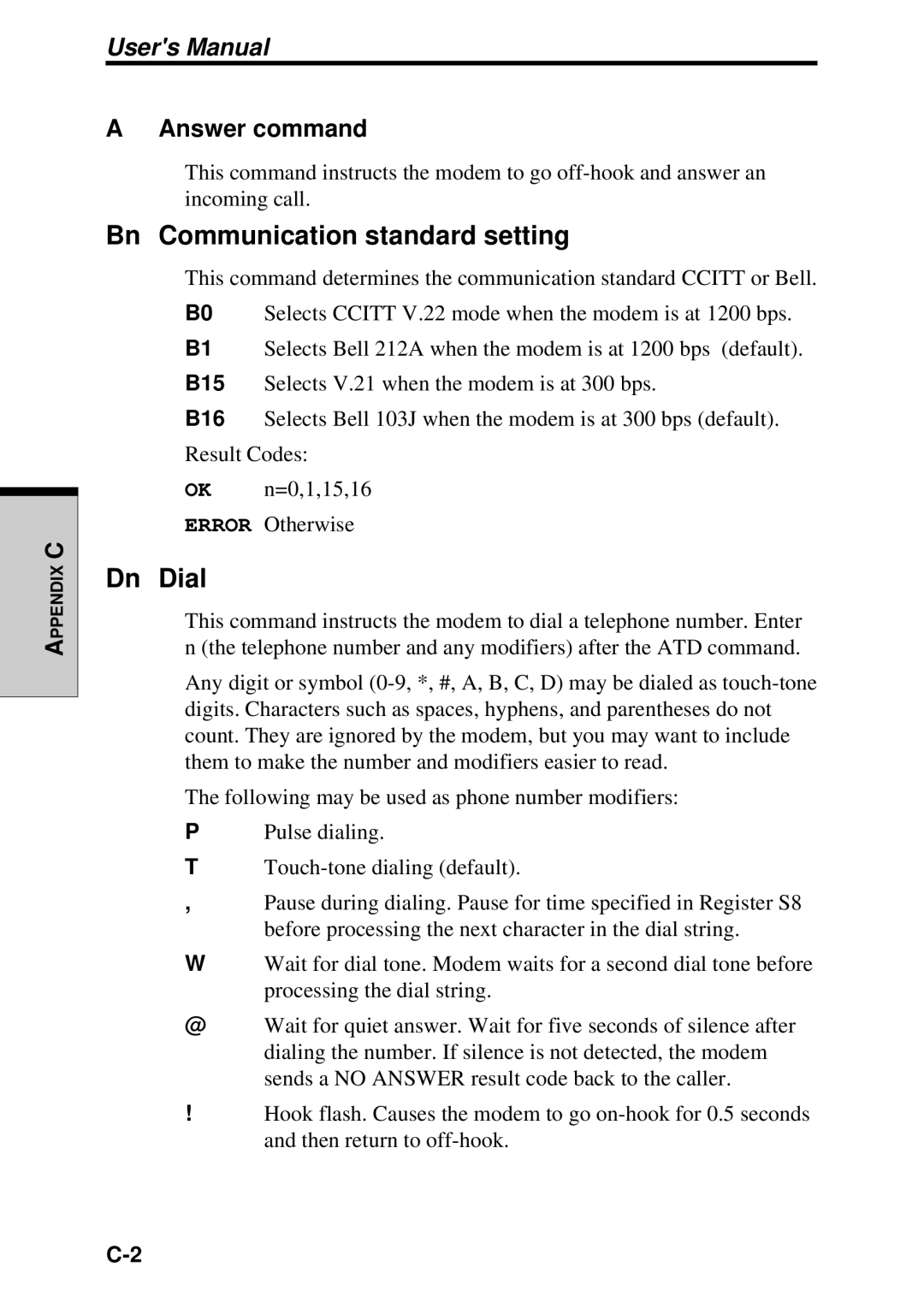 Toshiba TE2000 manual Bn Communication standard setting, Dn Dial 