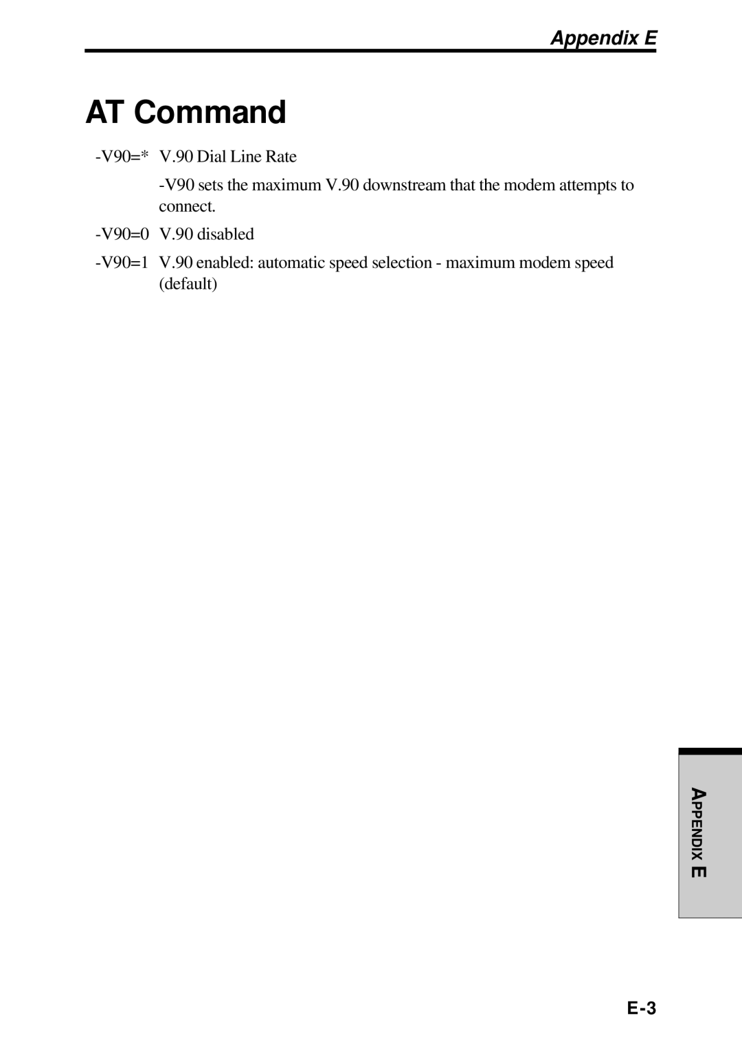 Toshiba TE2000 manual AT Command, Appendix E 