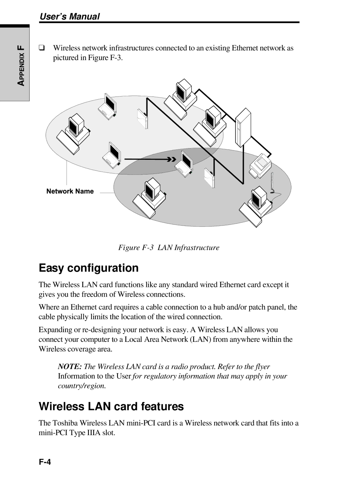 Toshiba TE2000 manual Easy configuration, Wireless LAN card features 