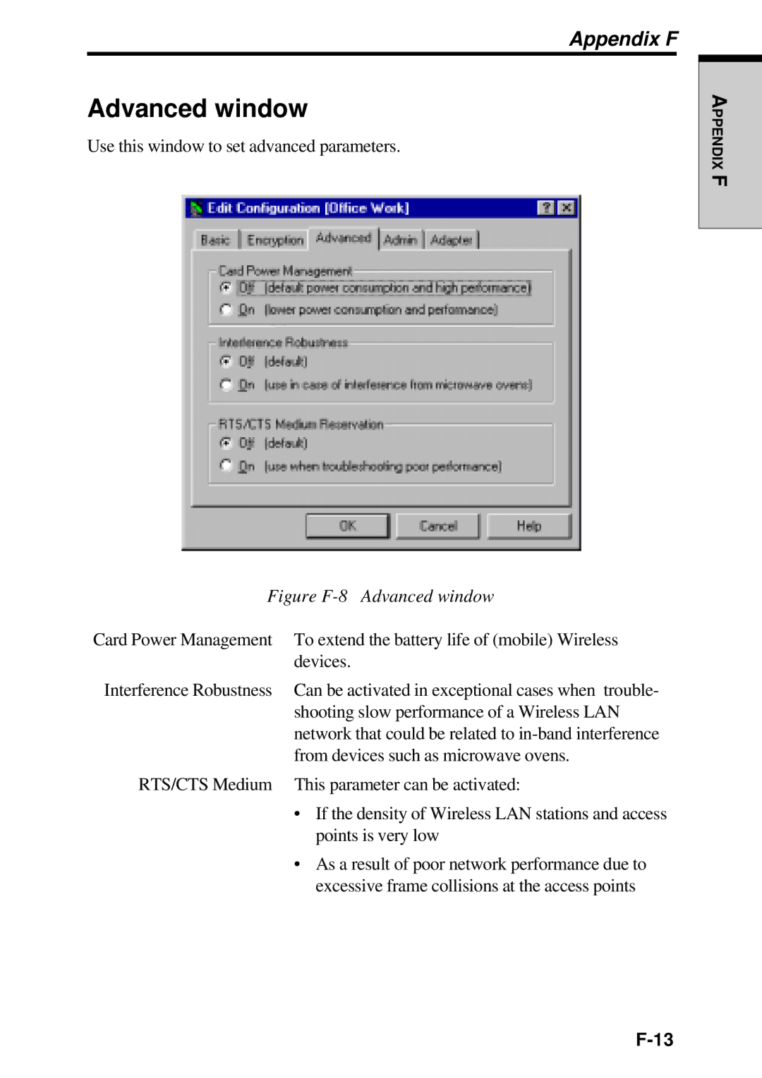 Toshiba TE2000 manual Figure F-8 Advanced window 