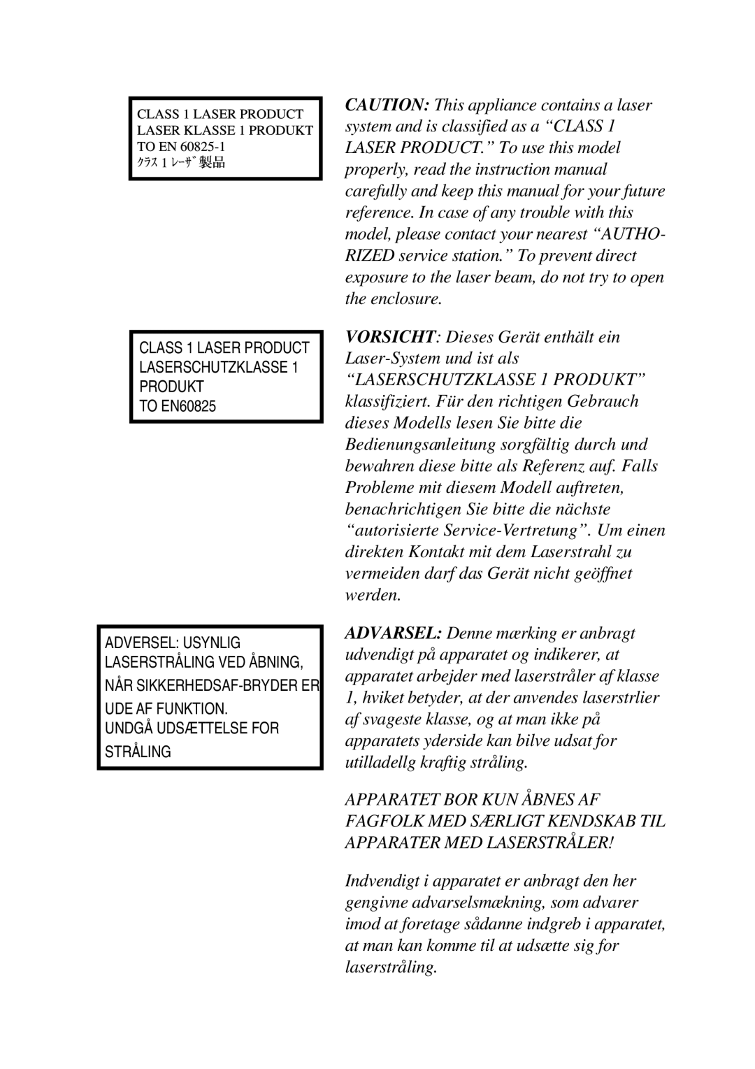 Toshiba TE2000 manual To EN60825 