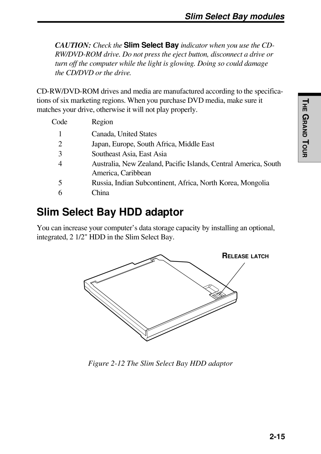 Toshiba TE2000 manual The Slim Select Bay HDD adaptor 