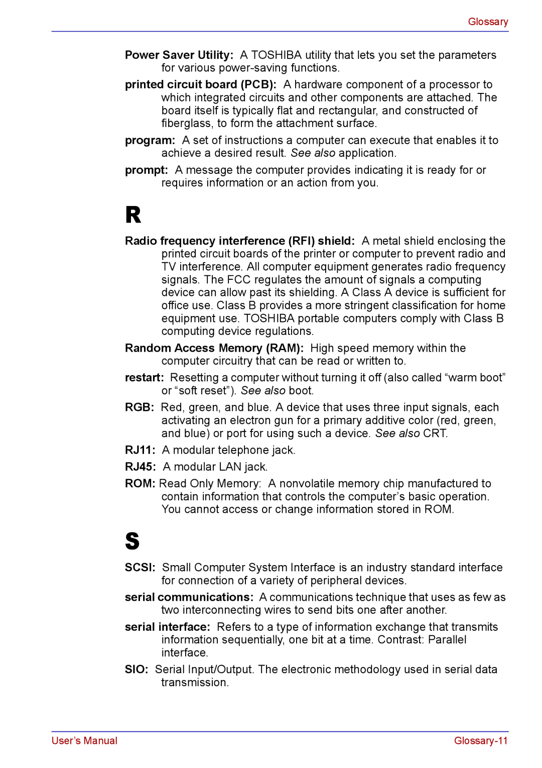 Toshiba TECRA A2 manual Glossary-11 