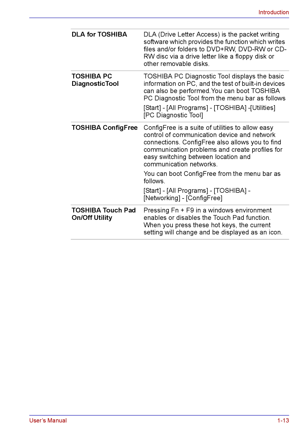 Toshiba TECRA A2 manual DLA for Toshiba, DiagnosticTool 