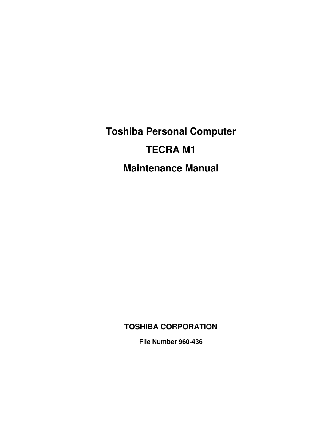 Toshiba tecra m1 manual Tecra M1 