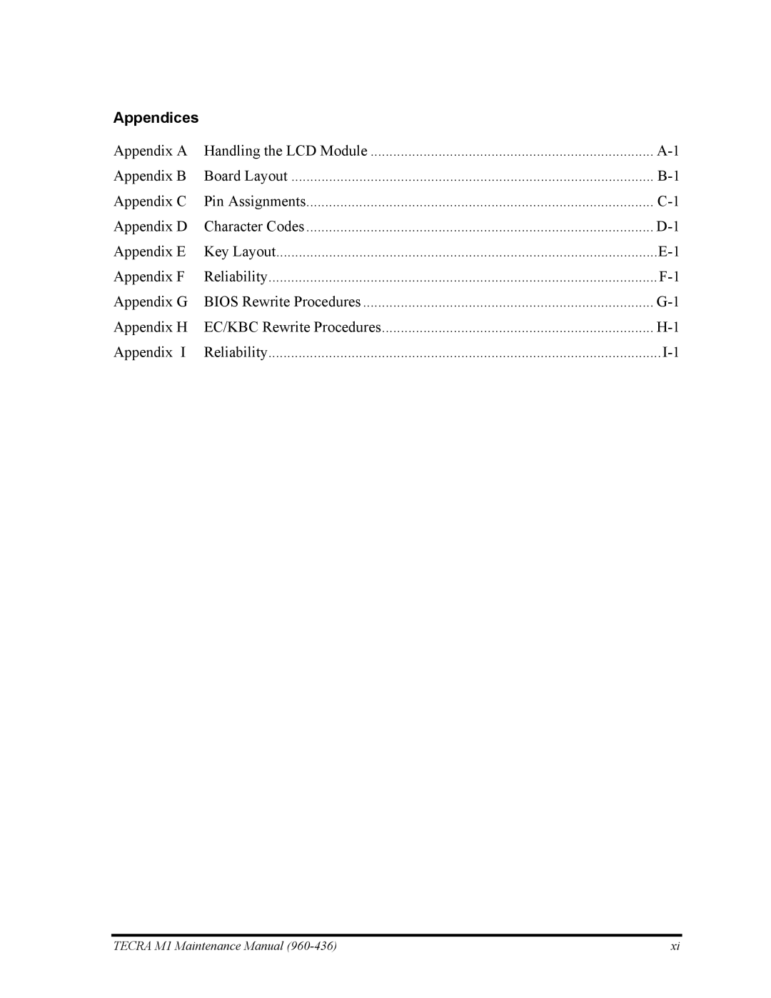 Toshiba tecra m1 manual Appendices 