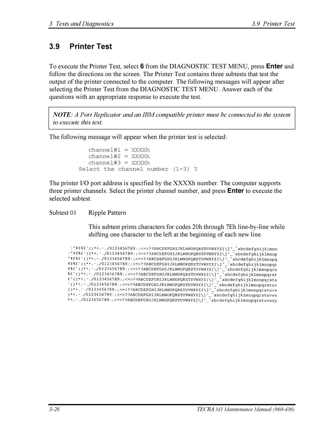 Toshiba tecra m1 manual Tests and Diagnostics Printer Test 