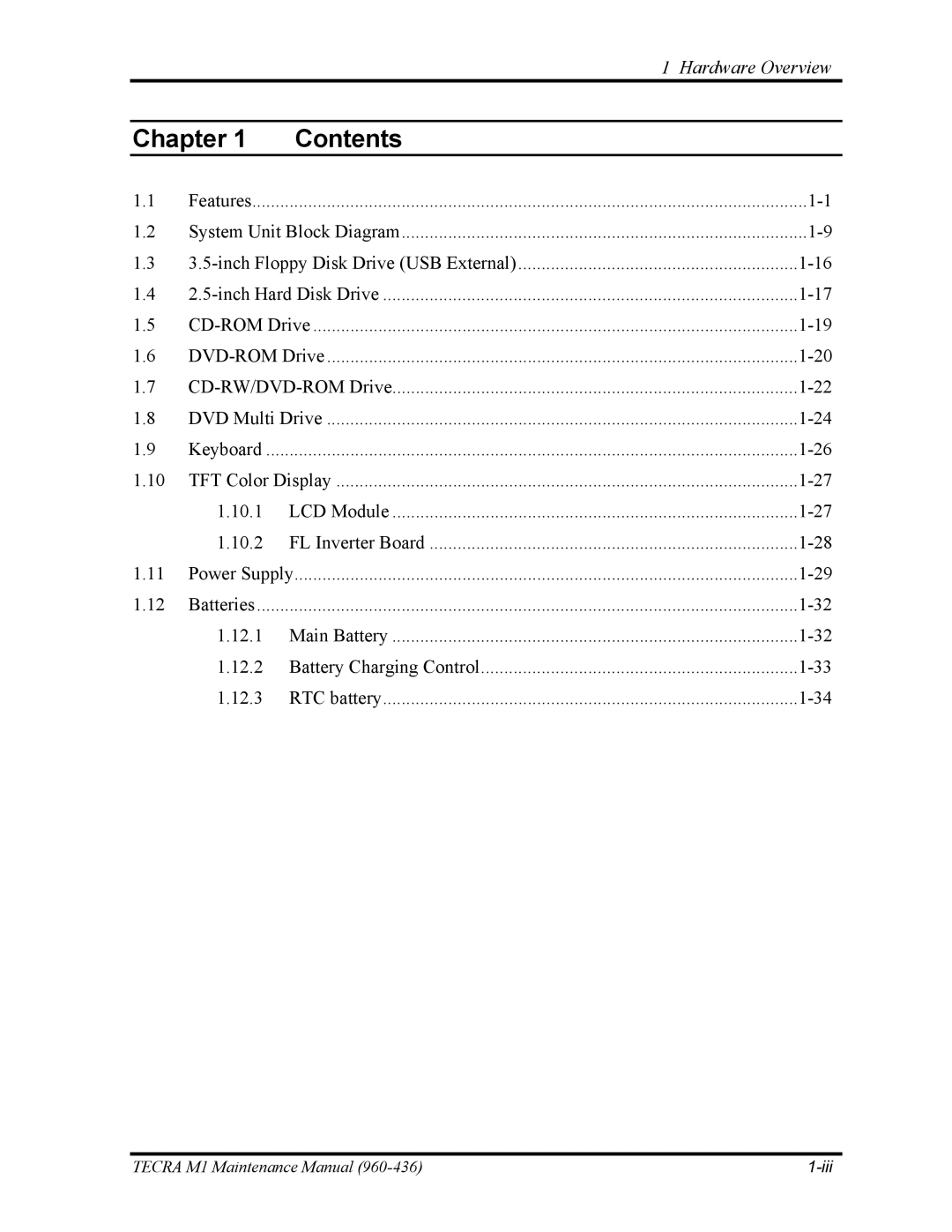 Toshiba tecra m1 manual Chapter Contents 