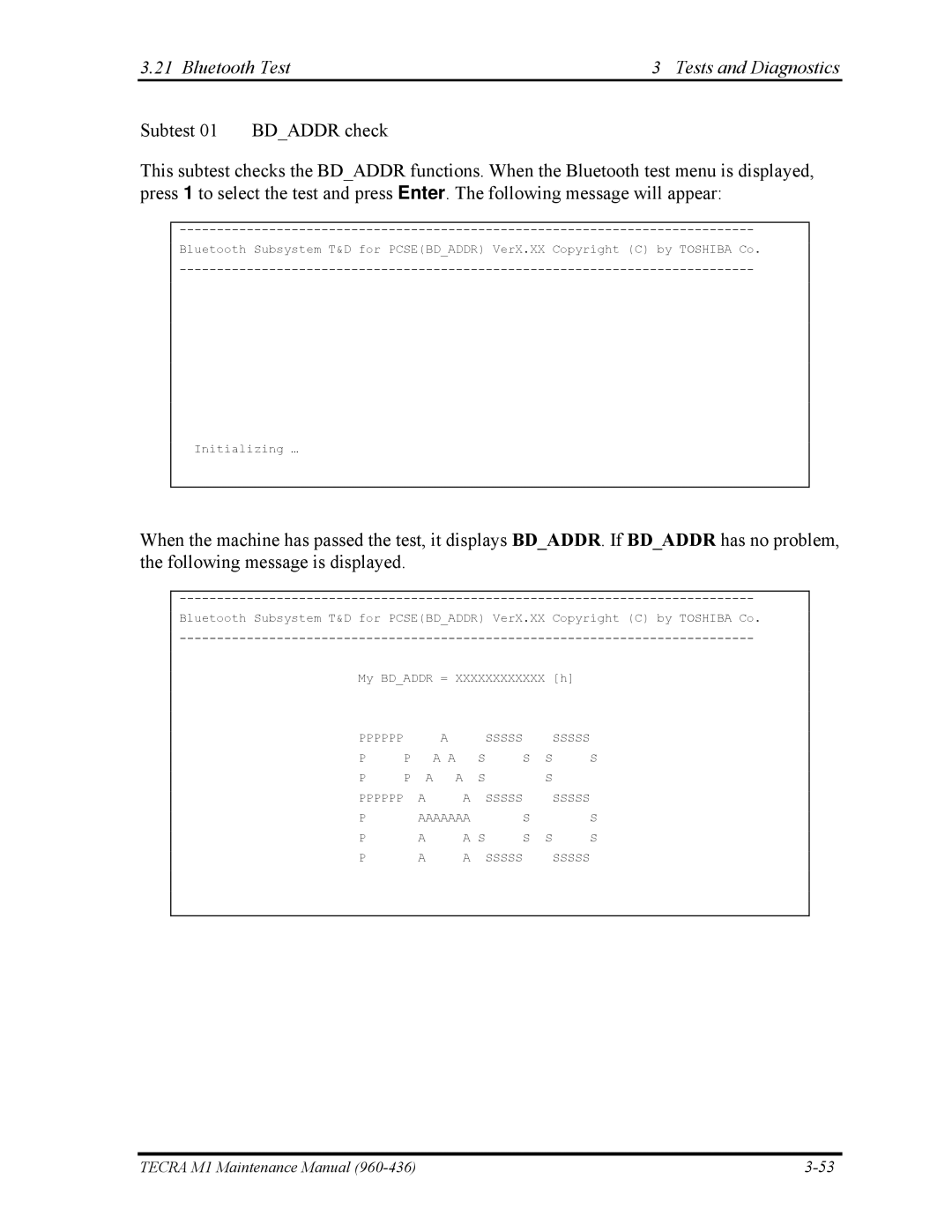 Toshiba tecra m1 manual Bluetooth Test Tests and Diagnostics 