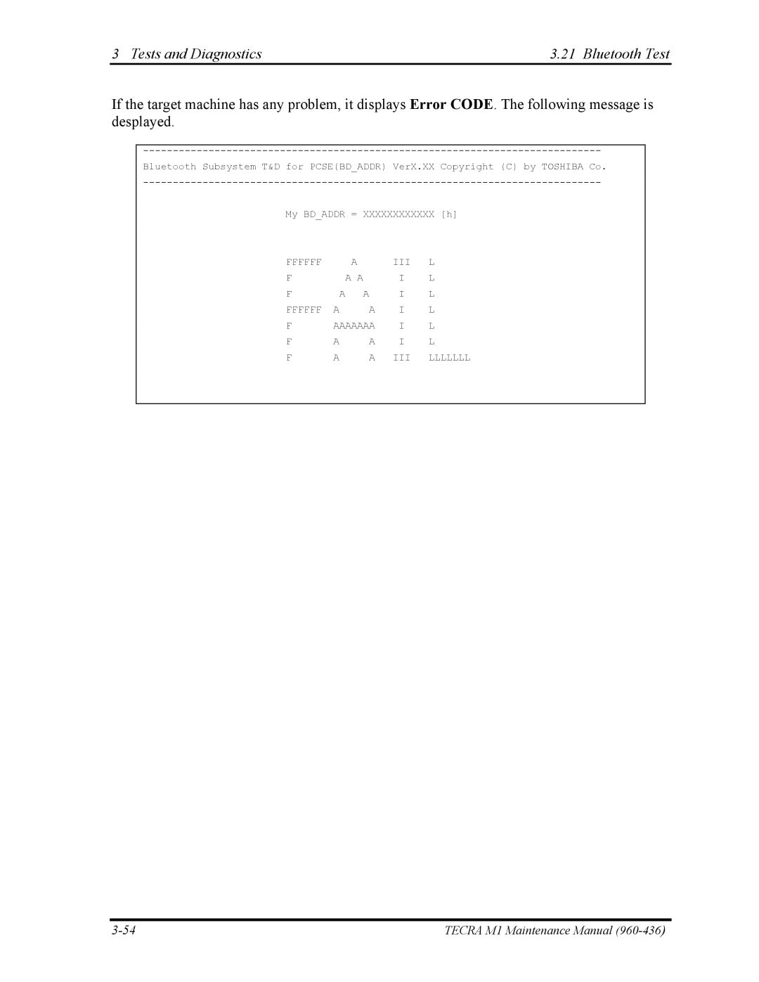 Toshiba tecra m1 manual Tests and Diagnostics3.21 Bluetooth Test 