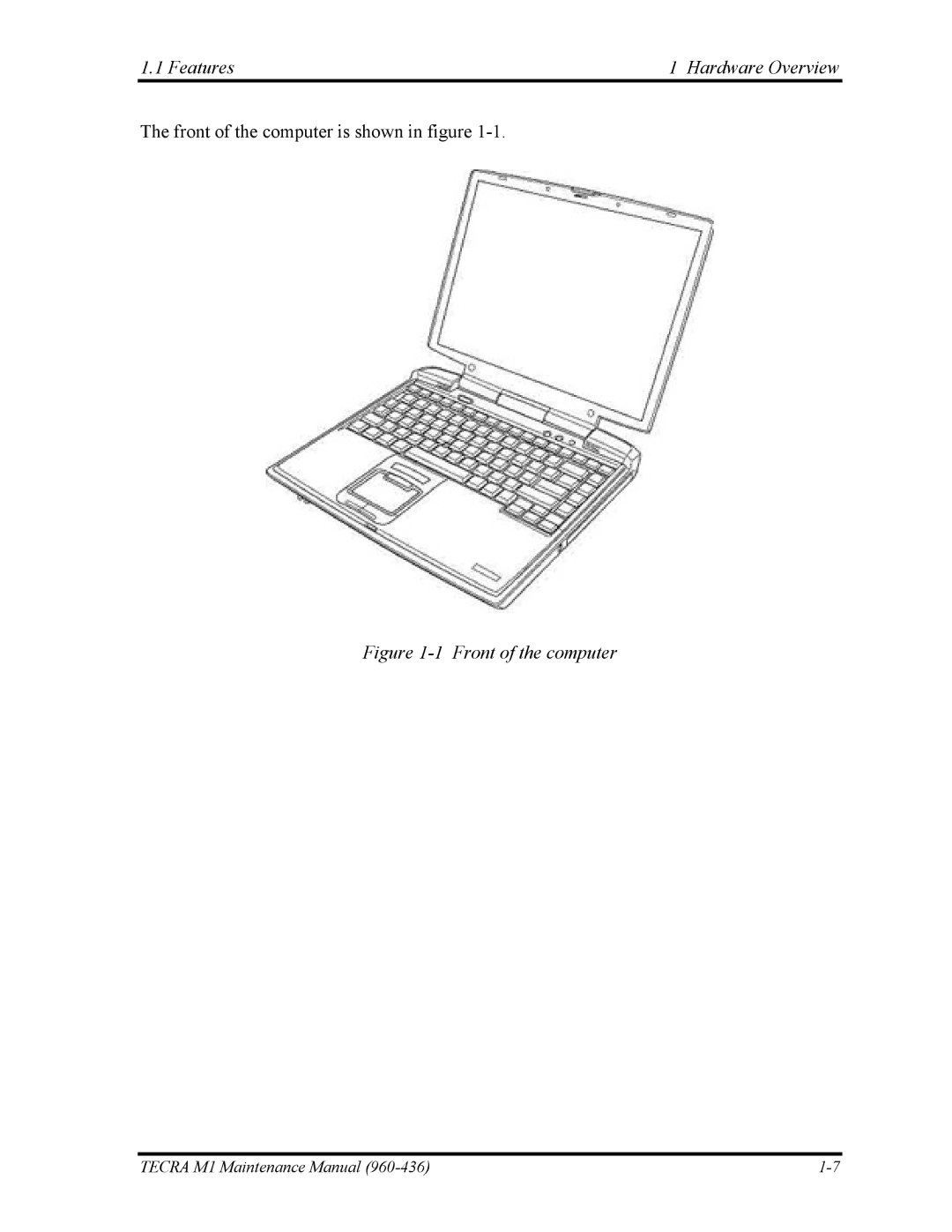 Toshiba tecra m1 manual Front of the computer 