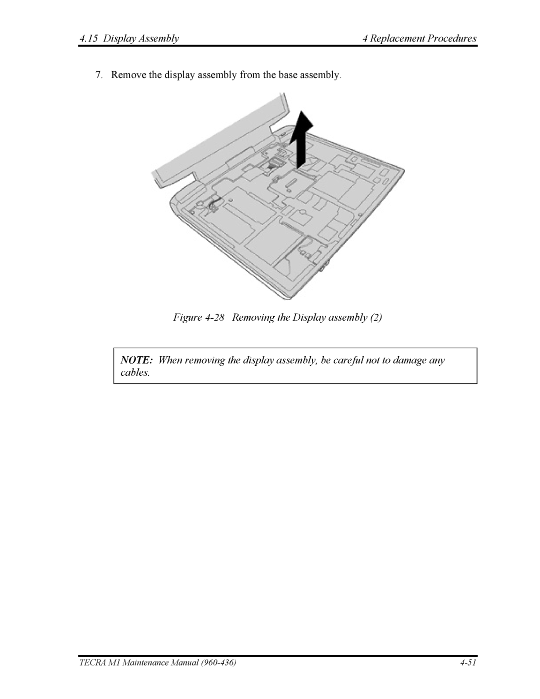 Toshiba tecra m1 manual Removing the Display assembly 