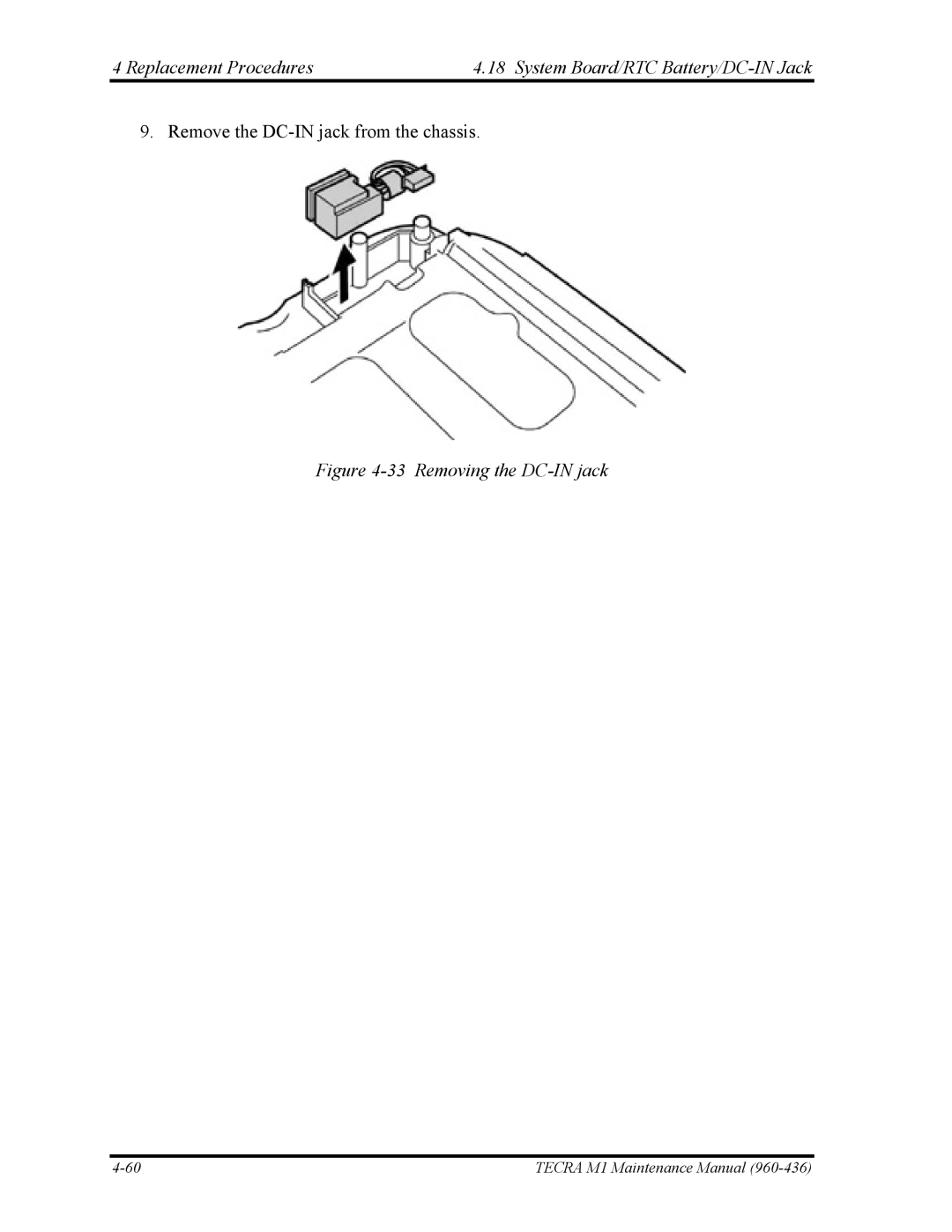 Toshiba tecra m1 manual Removing the DC-IN jack 