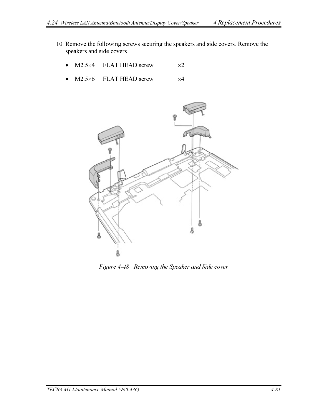 Toshiba tecra m1 manual Removing the Speaker and Side cover 