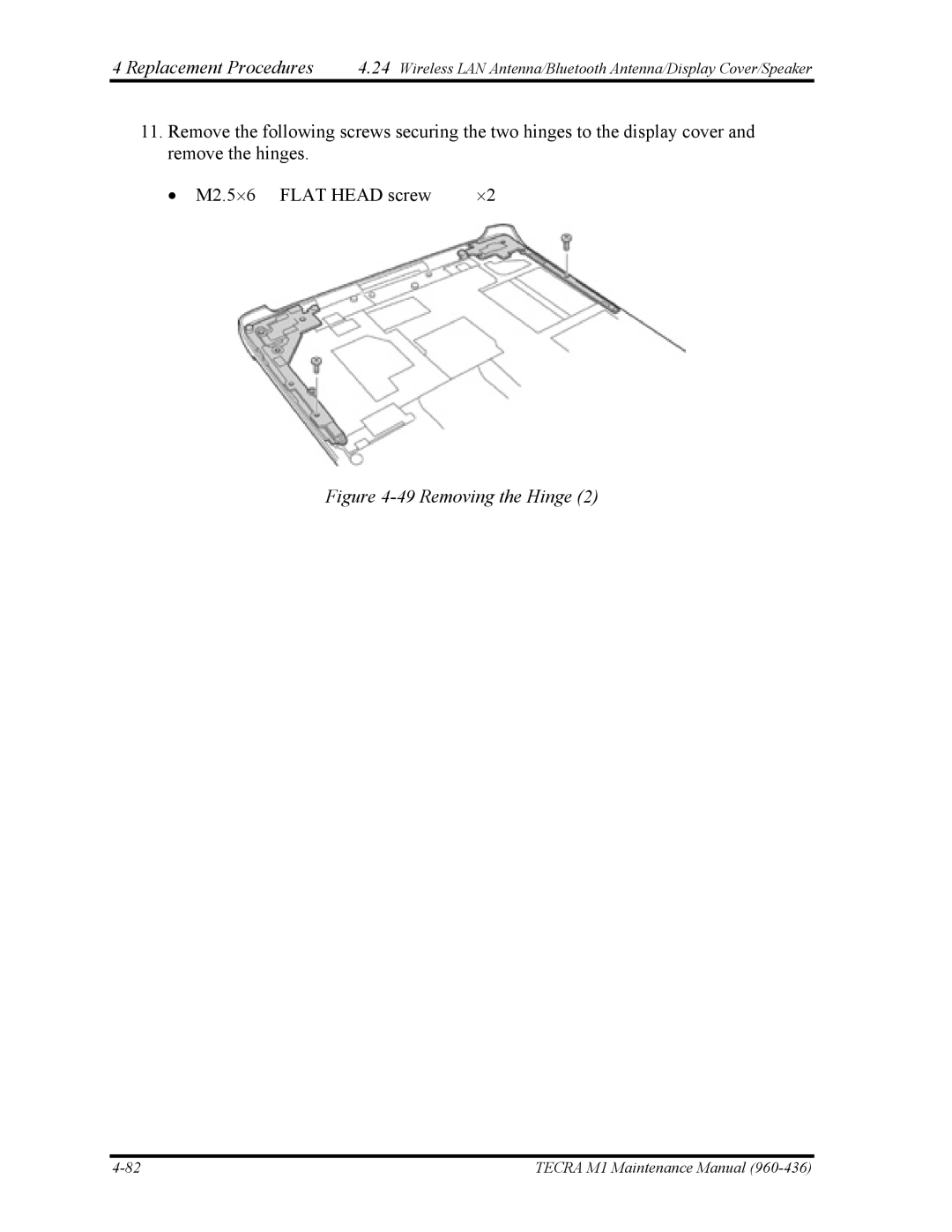 Toshiba tecra m1 manual Removing the Hinge 