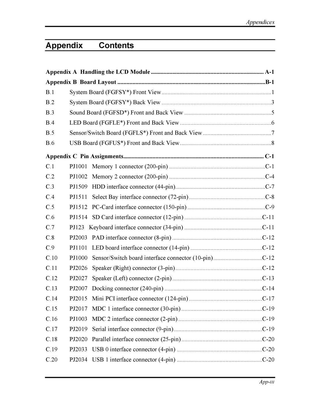 Toshiba tecra m1 manual Appendix Contents 