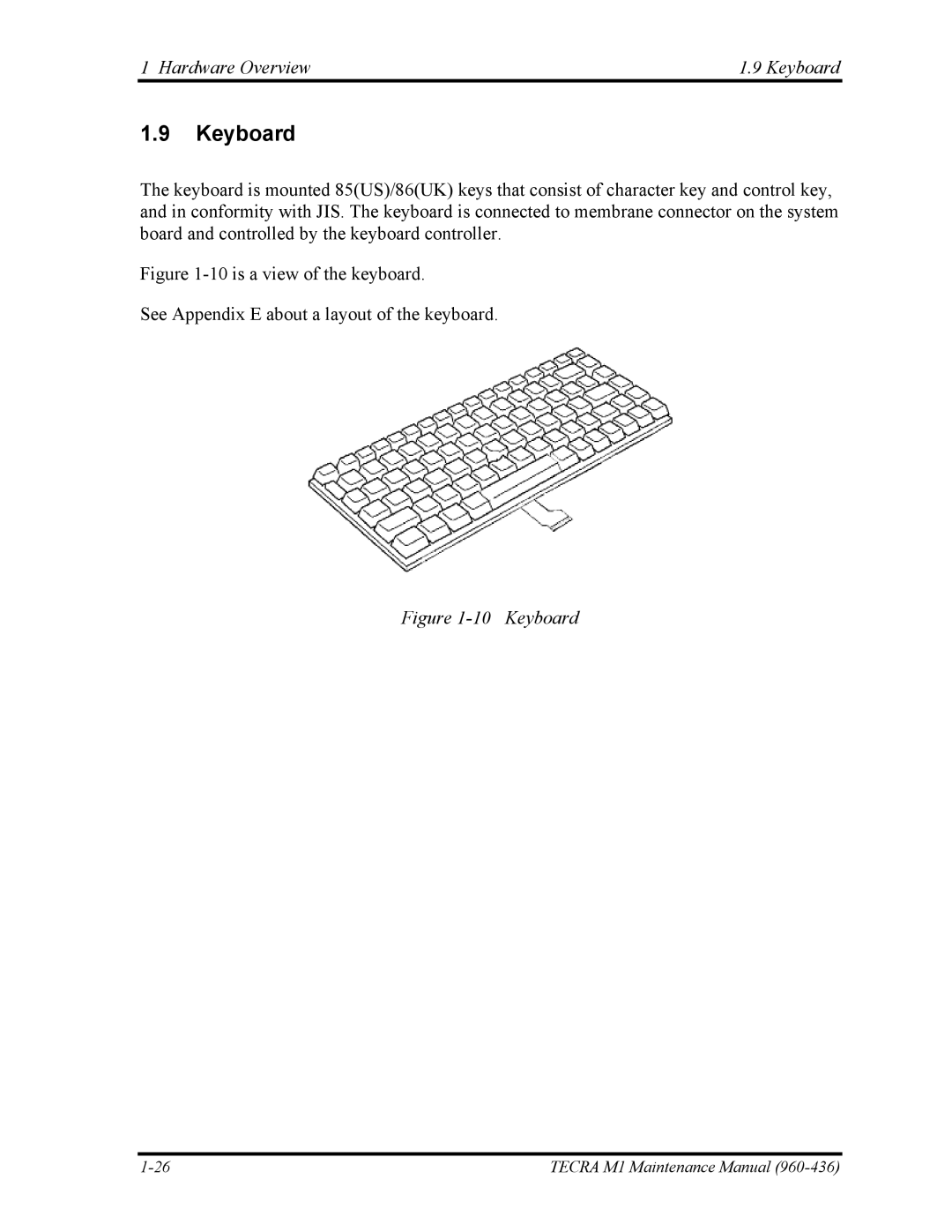 Toshiba tecra m1 manual Hardware Overview Keyboard 